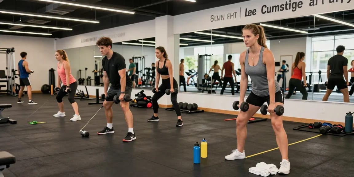 Utionon Steroide: Athleten trainieren gemeinsam in einem modernen Fitnessstudio.