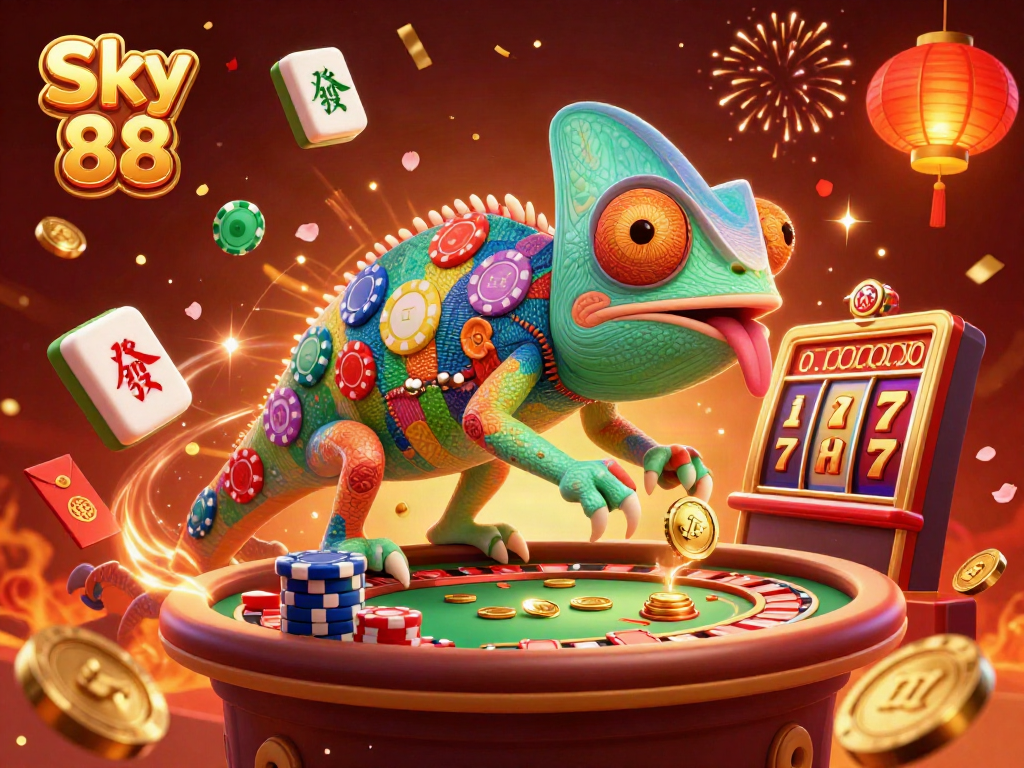 Experience excitement at Sky 88 slots with vibrant color, dynamic gameplay, and festive elements.