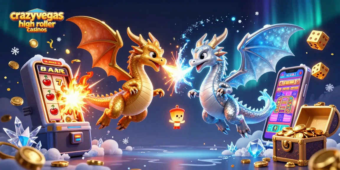 Experience excitement at crazyvegas high roller casinos with golden and silver dragons amidst gaming thrills.